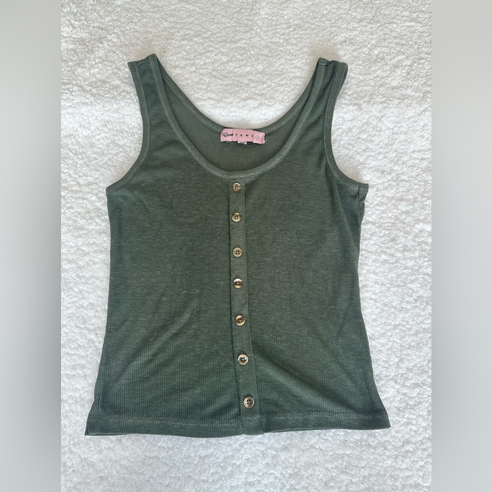 Crave Fame ribbed green tank Size small